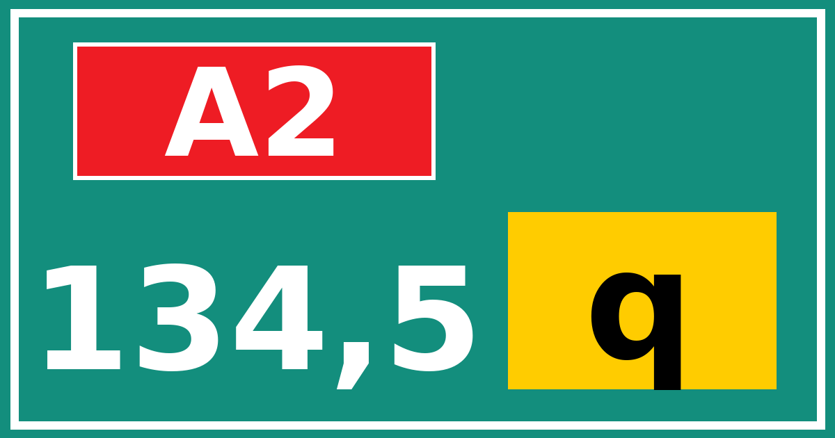 Hectometerbord A2 134,5 letter q