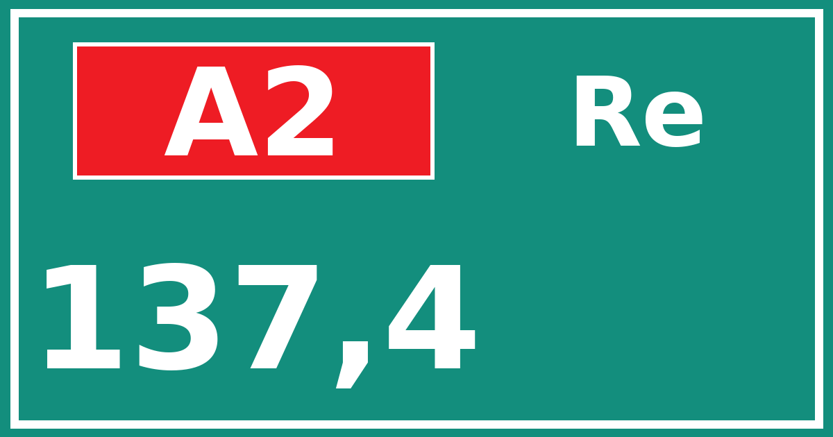 Hectometerbord A2 137,4 zijde Re