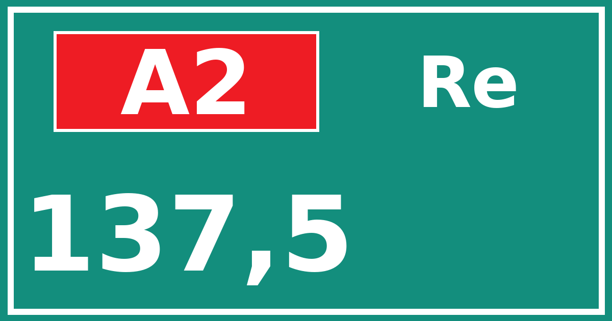 Hectometerbord A2 137,5 zijde Re