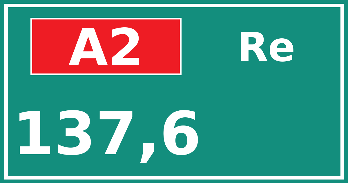 Hectometerbord A2 137,6 zijde Re