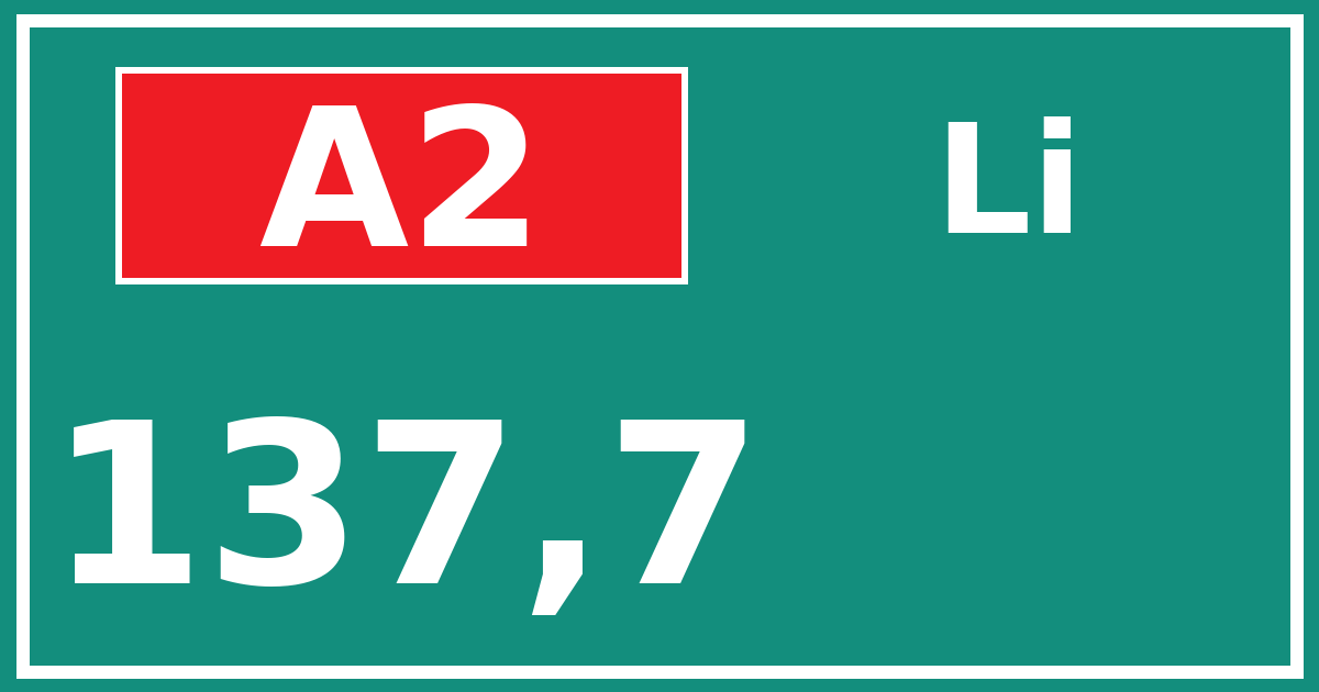 Hectometerbord A2 137,7 zijde Li