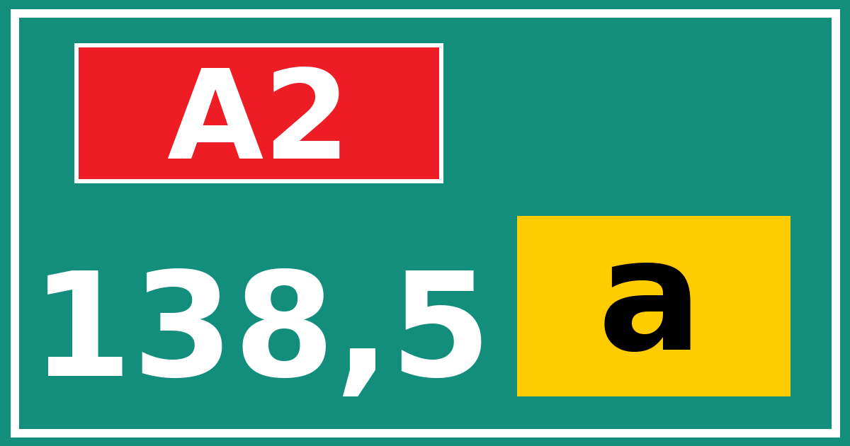 Hectometerbord A2 138,5 letter a