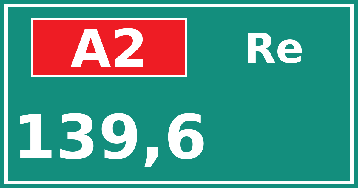 Hectometerbord A2 139,6 zijde Re