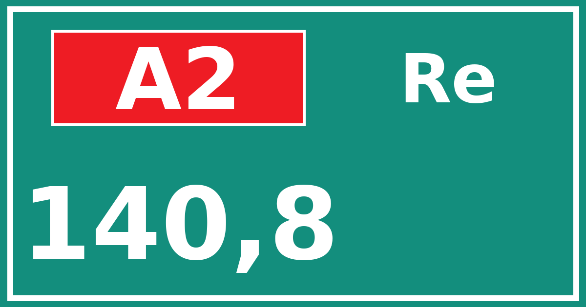 Hectometerbord A2 140,8 zijde Re