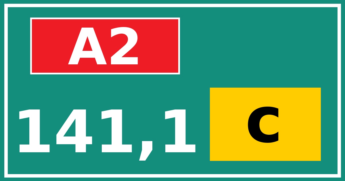 Hectometerbord A2 141,1 letter c
