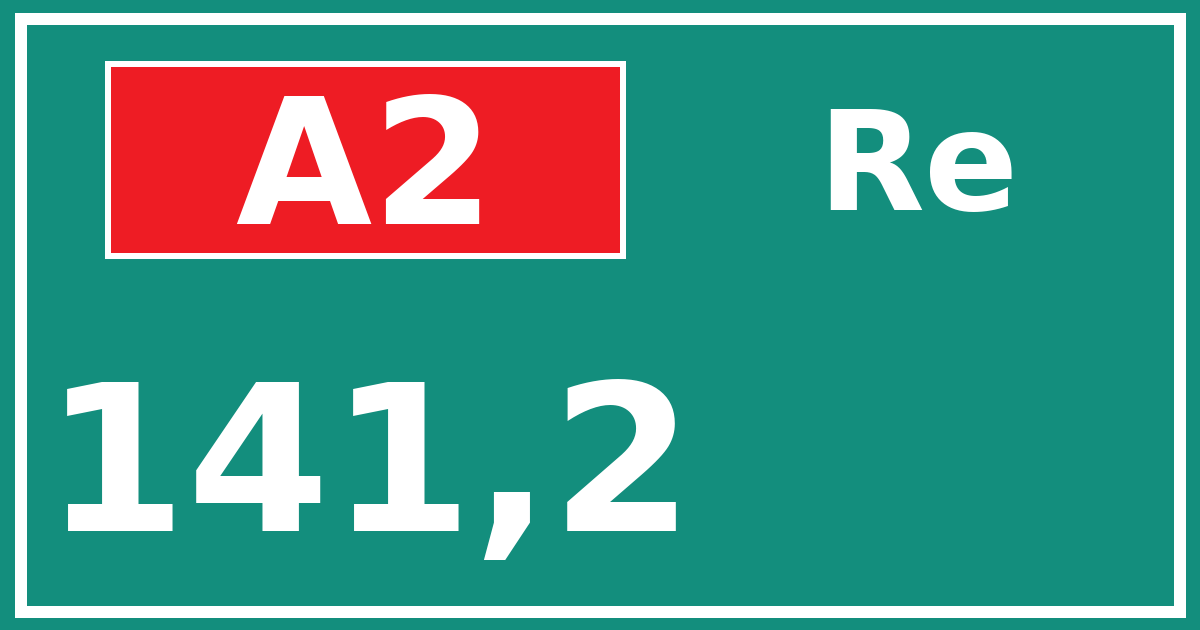 Hectometerbord A2 141,2 zijde Re