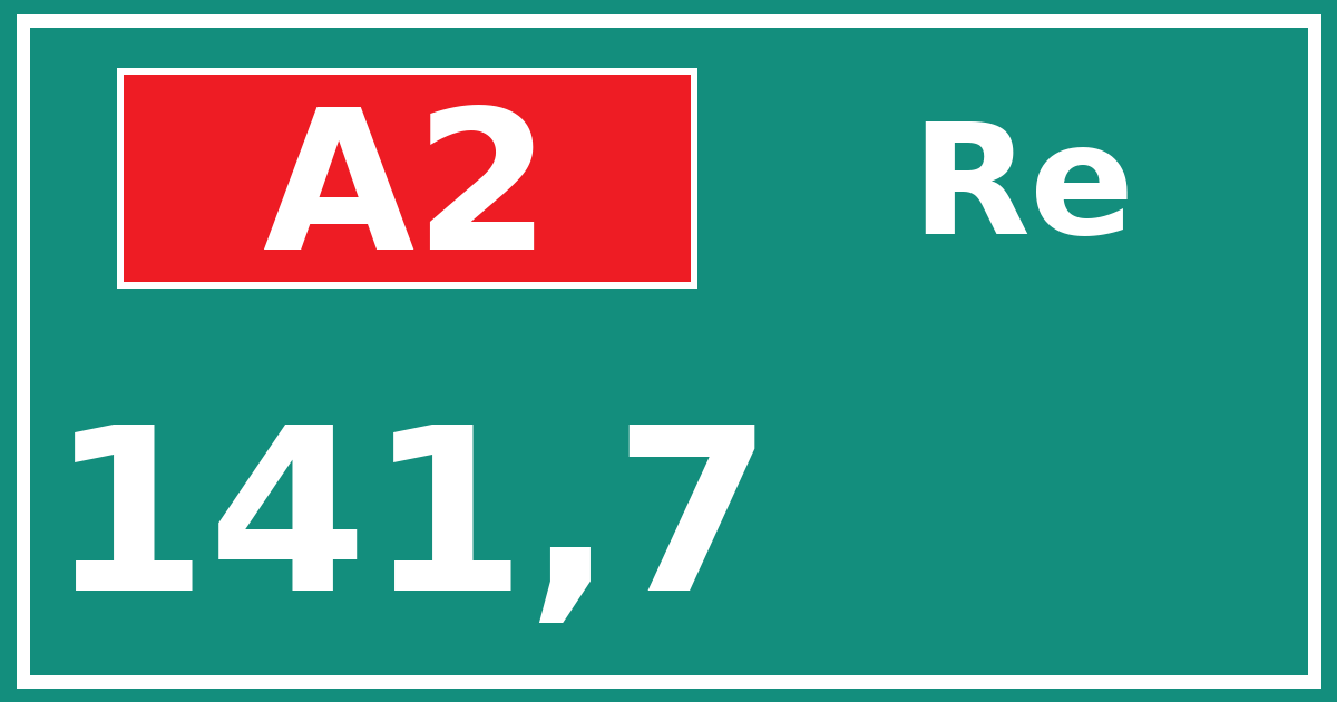 Hectometerbord A2 141,7 zijde Re
