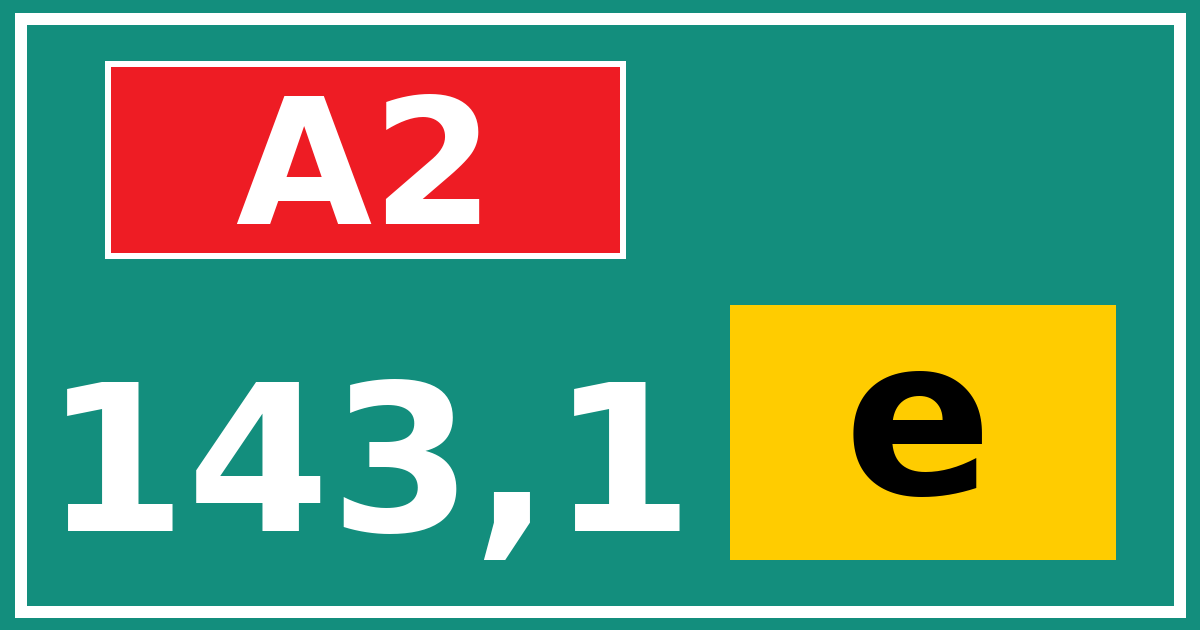 Hectometerbord A2 143,1 letter e