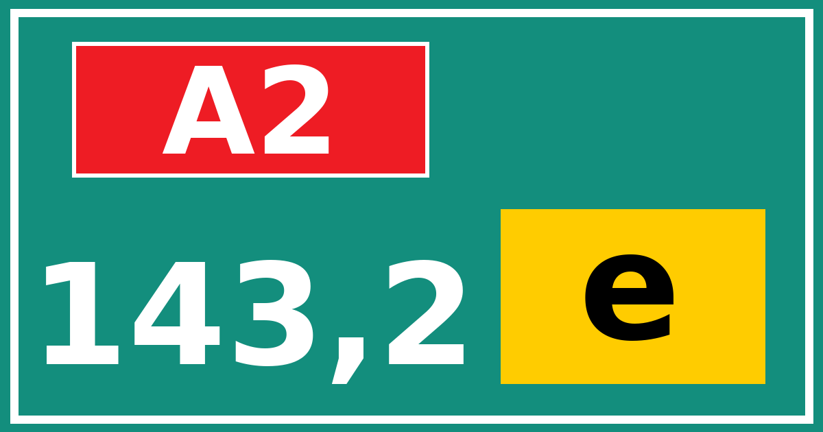 Hectometerbord A2 143,2 letter e