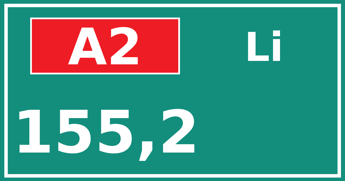 Hectometerbord A2 155,2 zijde Li