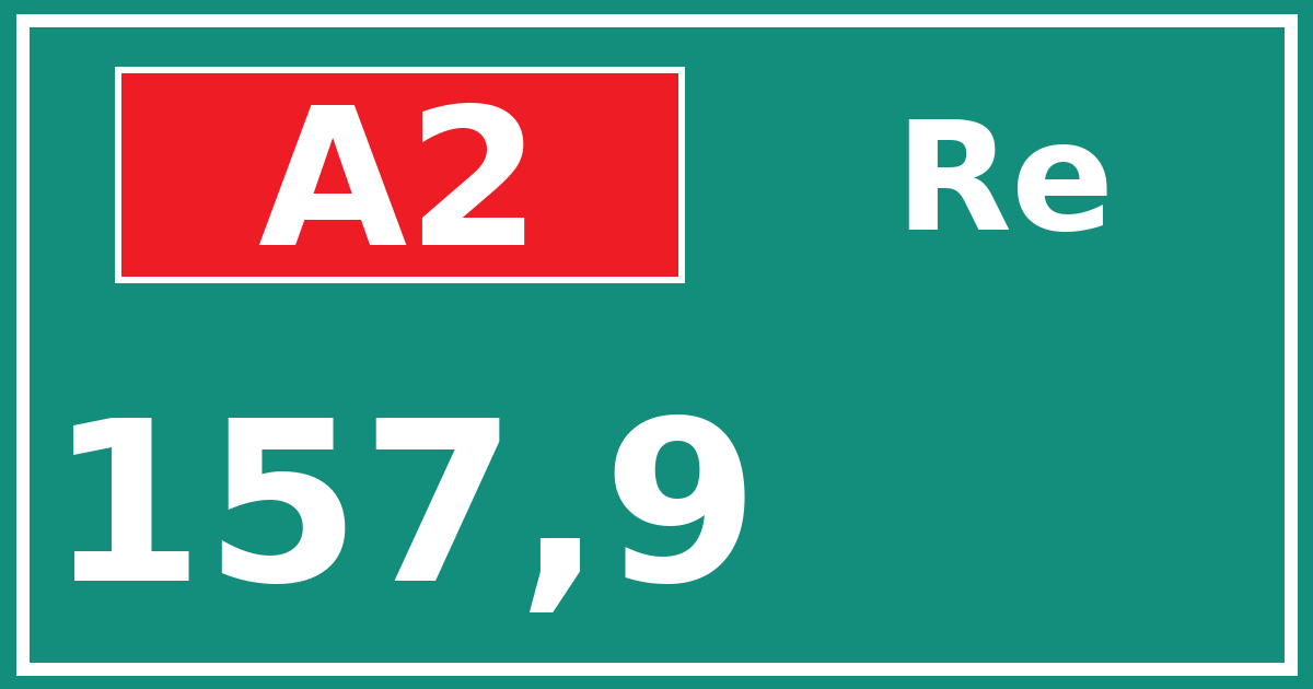 Hectometerbord A2 157,9 zijde Re