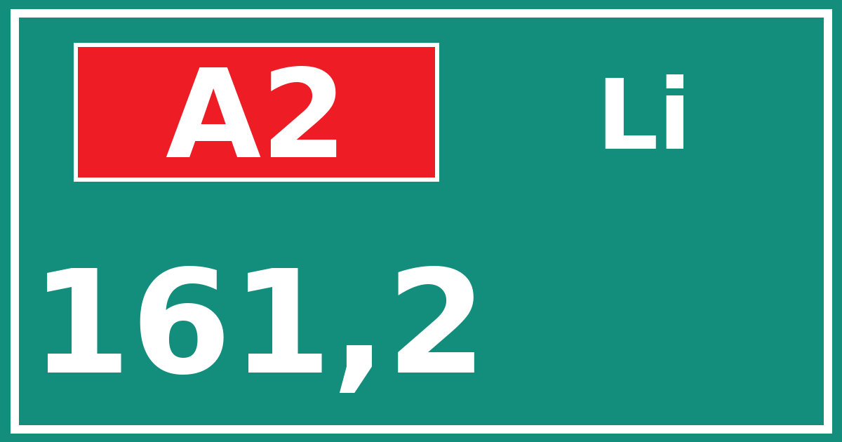 Hectometerbord A2 161,2 zijde Li
