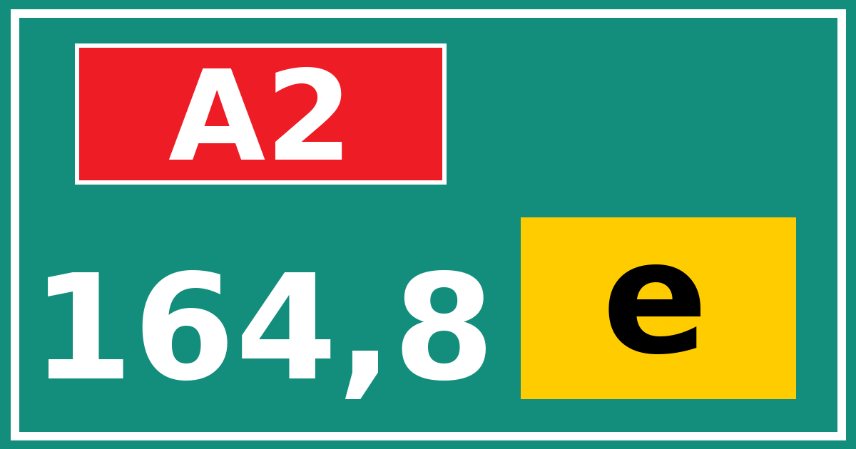 Hectometerbord A2 164,8 letter e