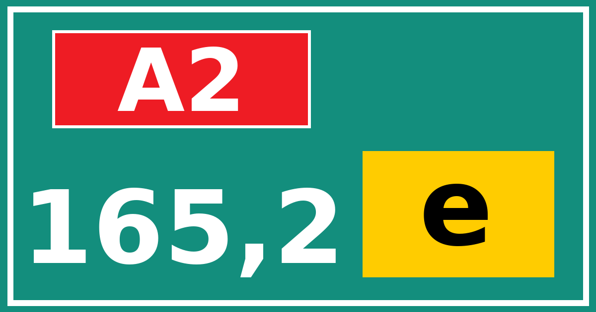 Hectometerbord A2 165,2 letter e