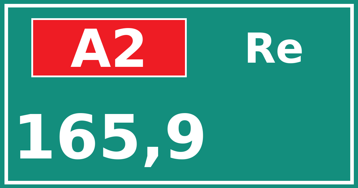 Hectometerbord A2 165,9 zijde Re