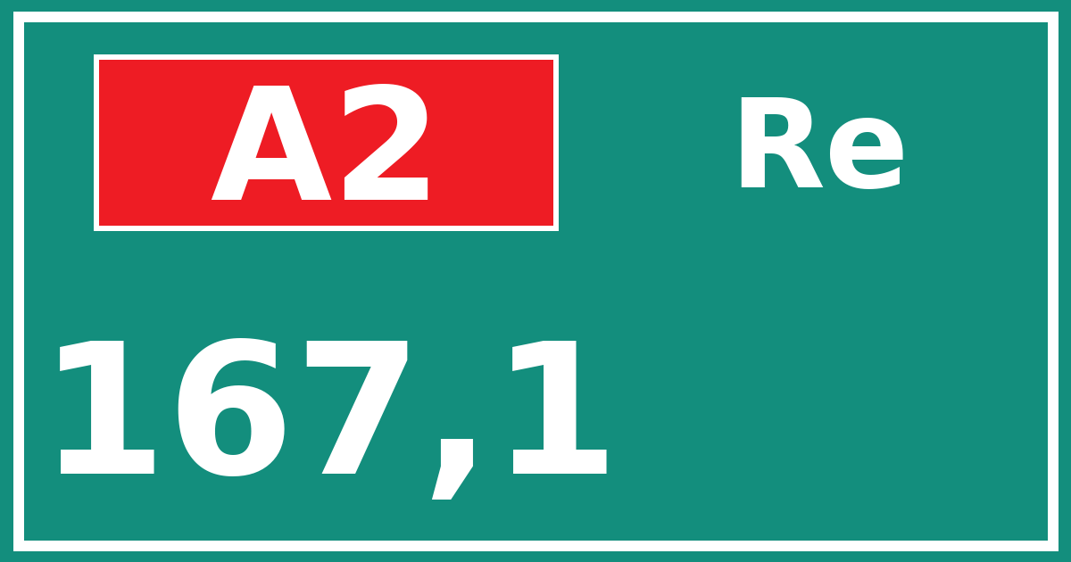 Hectometerbord A2 167,1 zijde Re