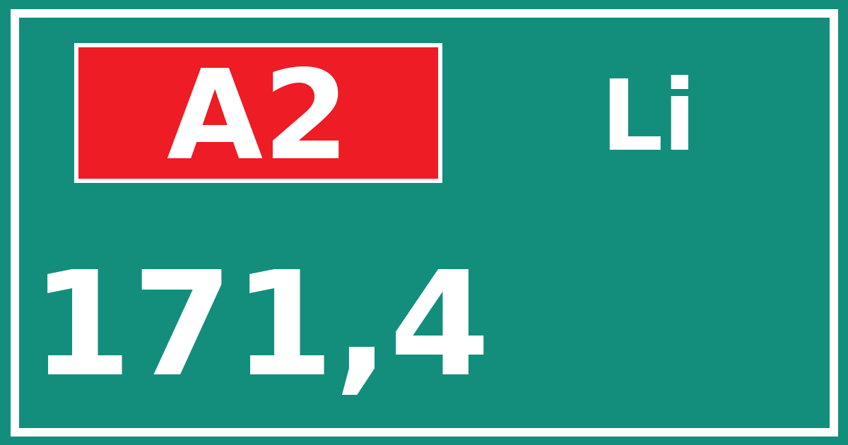 Hectometerbord A2 171,4 zijde Li