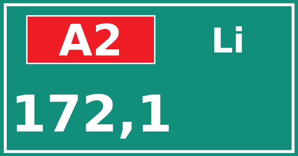 Hectometerbord A2 172,1 zijde Li