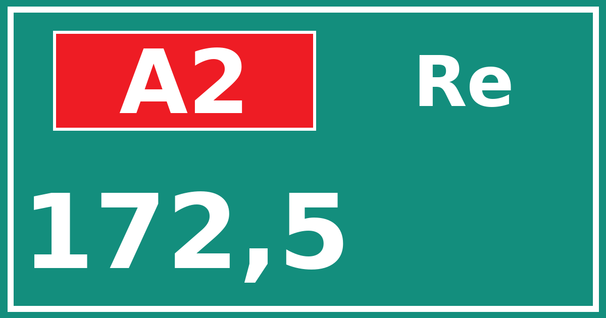 Hectometerbord A2 172,5 zijde Re