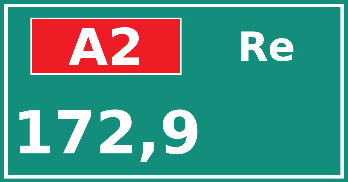 Hectometerbord A2 172,9 zijde Re