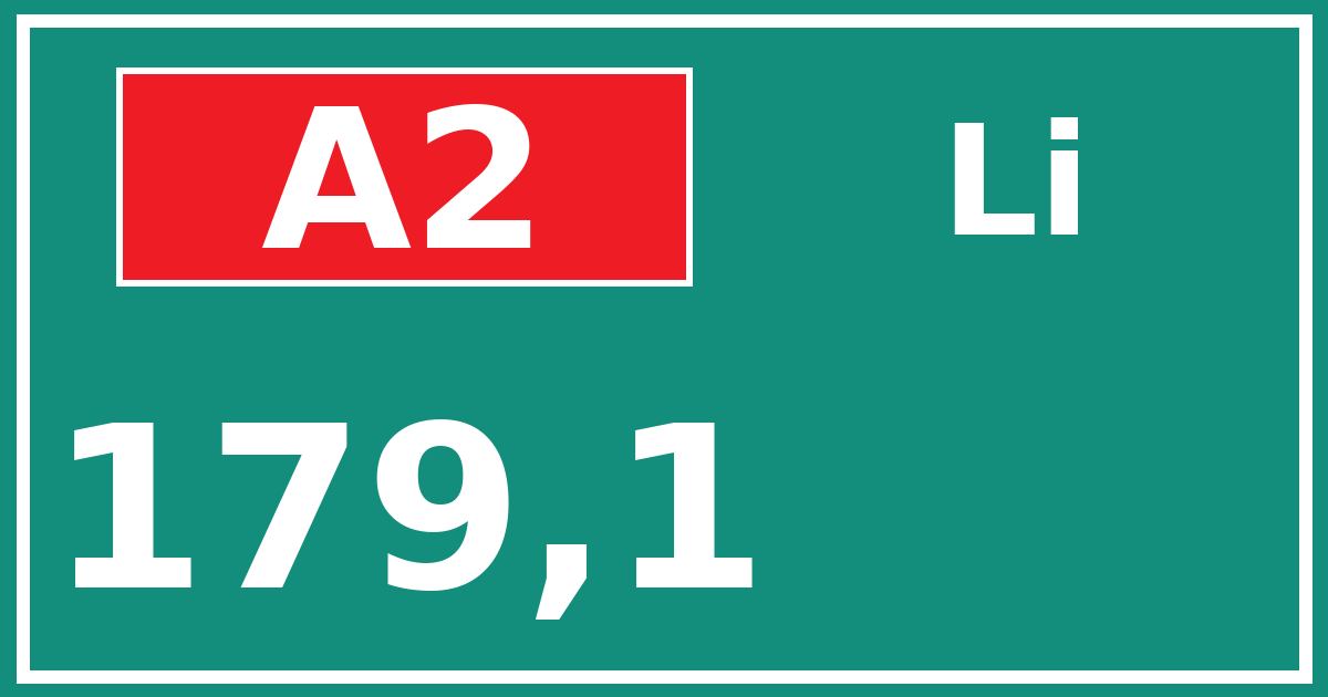 Hectometerbord A2 179,1 zijde Li