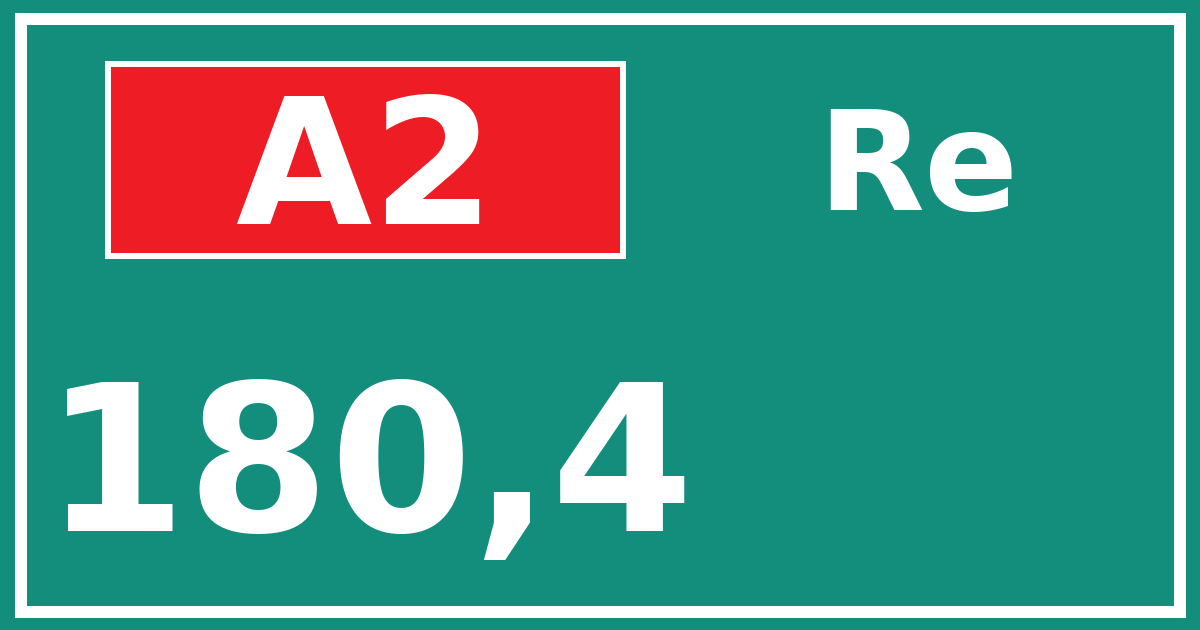 Hectometerbord A2 180,4 zijde Re