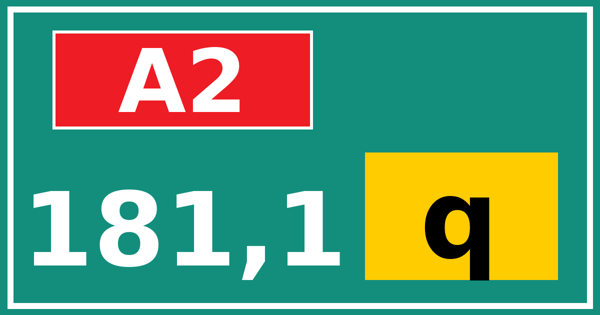 Hectometerbord A2 181,1 letter q