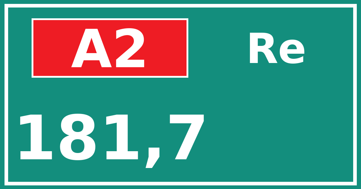 Hectometerbord A2 181,7 zijde Re