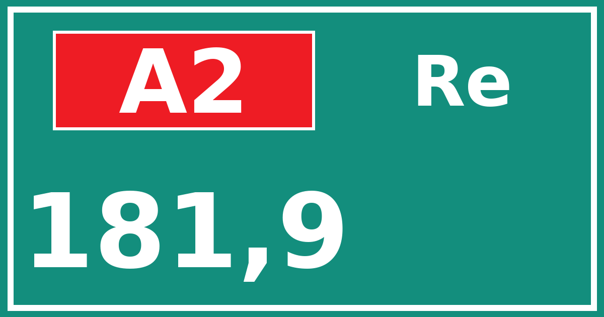 Hectometerbord A2 181,9 zijde Re