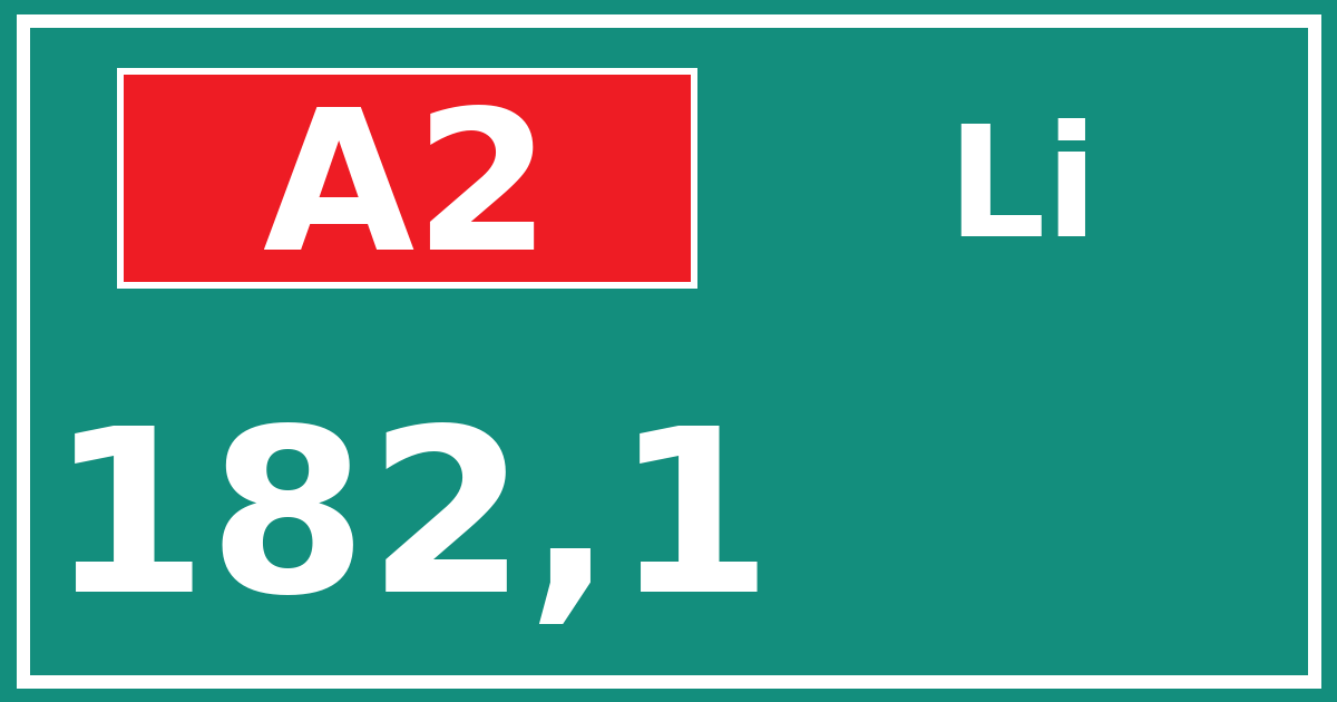 Hectometerbord A2 182,1 zijde Li