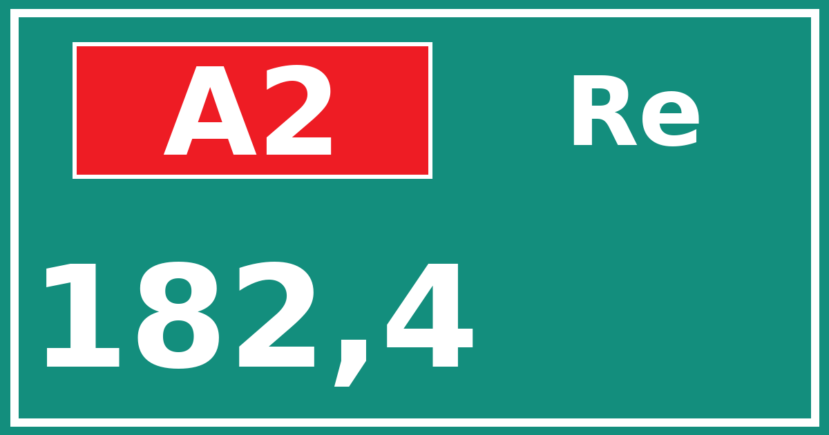 Hectometerbord A2 182,4 zijde Re