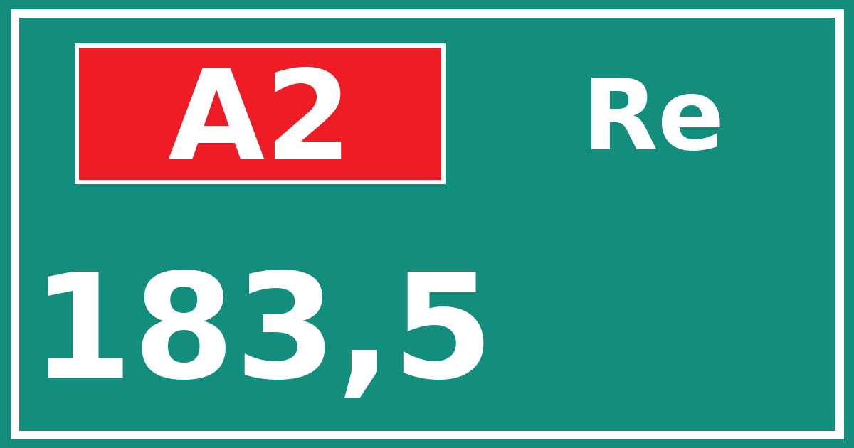Hectometerbord A2 183,5 zijde Re