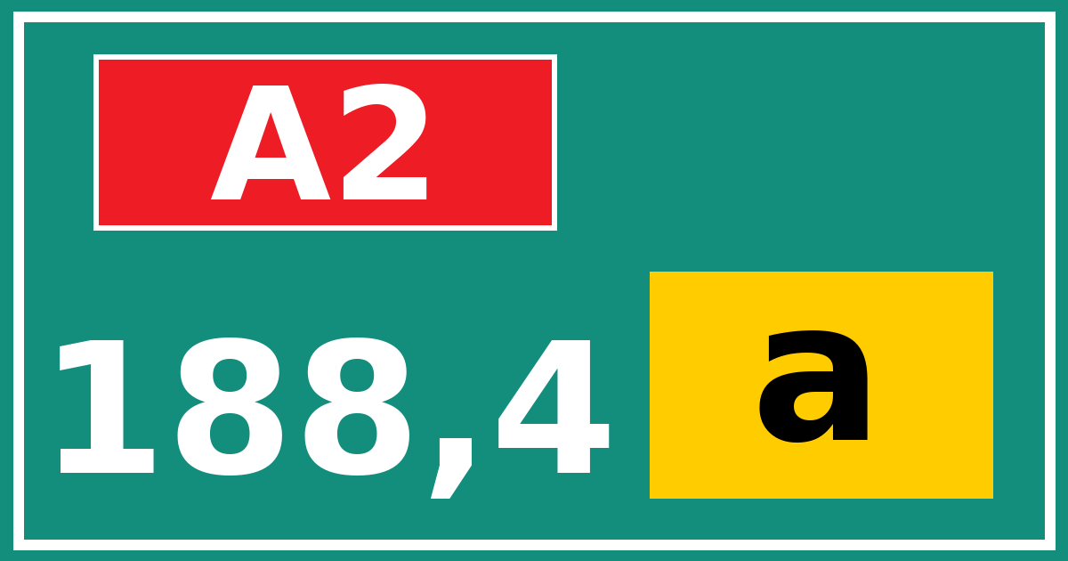 Hectometerbord A2 188,4 letter a