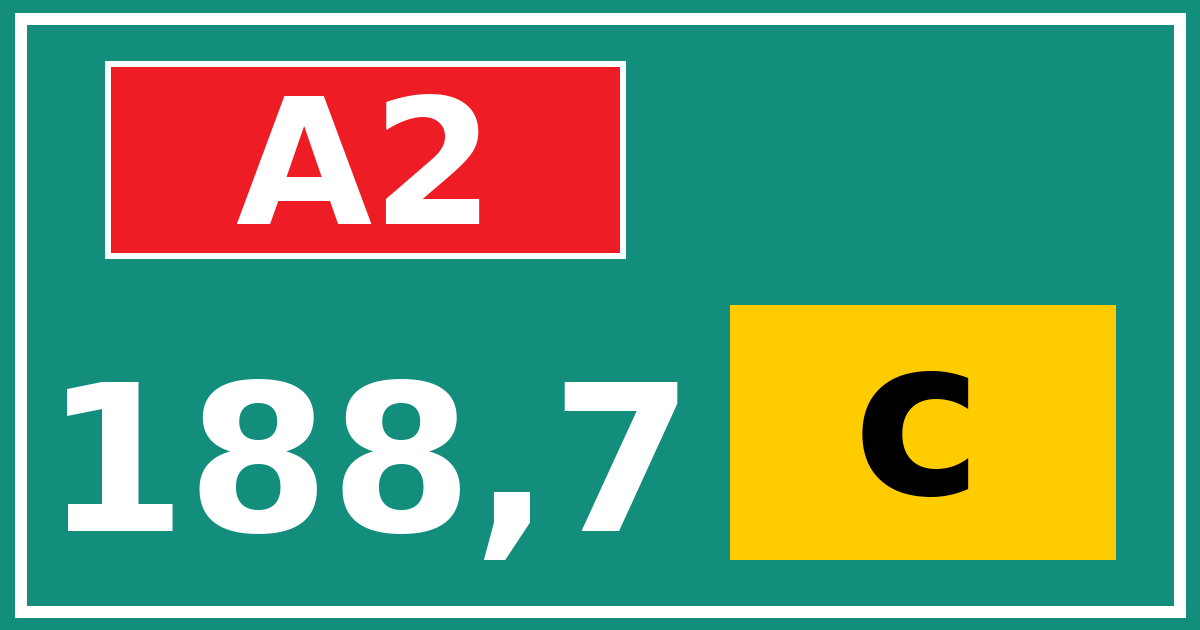 Hectometerbord A2 188,7 letter c