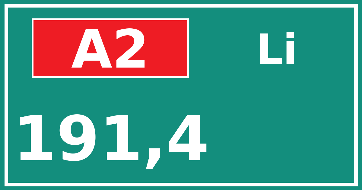Hectometerbord A2 191,4 zijde Li