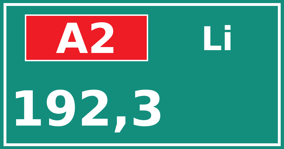 Hectometerbord A2 192,3 zijde Li