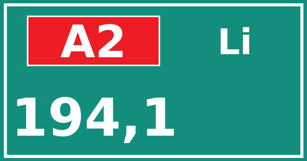 Hectometerbord A2 194,1 zijde Li