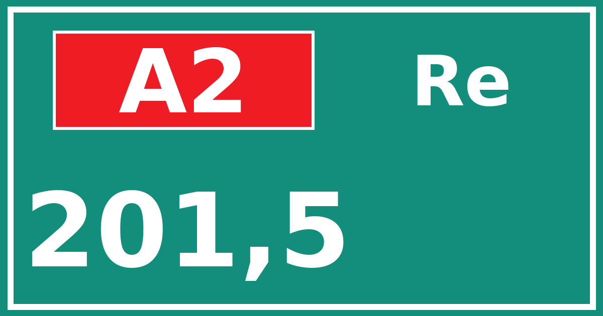 Hectometerbord A2 201,5 zijde Re