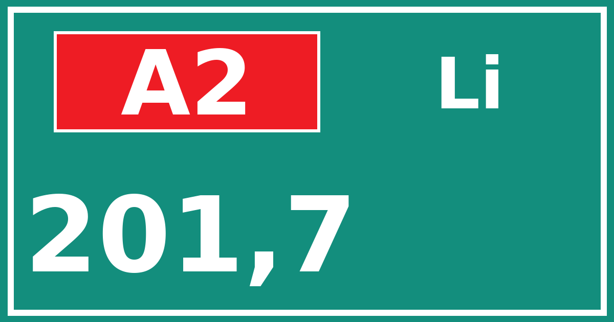 Hectometerbord A2 201,7 zijde Li