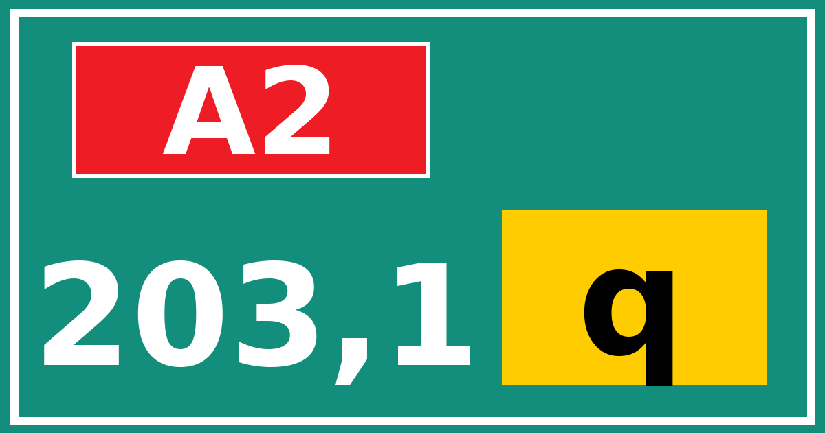 Hectometerbord A2 203,1 letter q