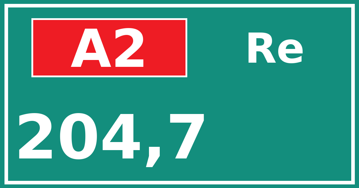 Hectometerbord A2 204,7 zijde Re