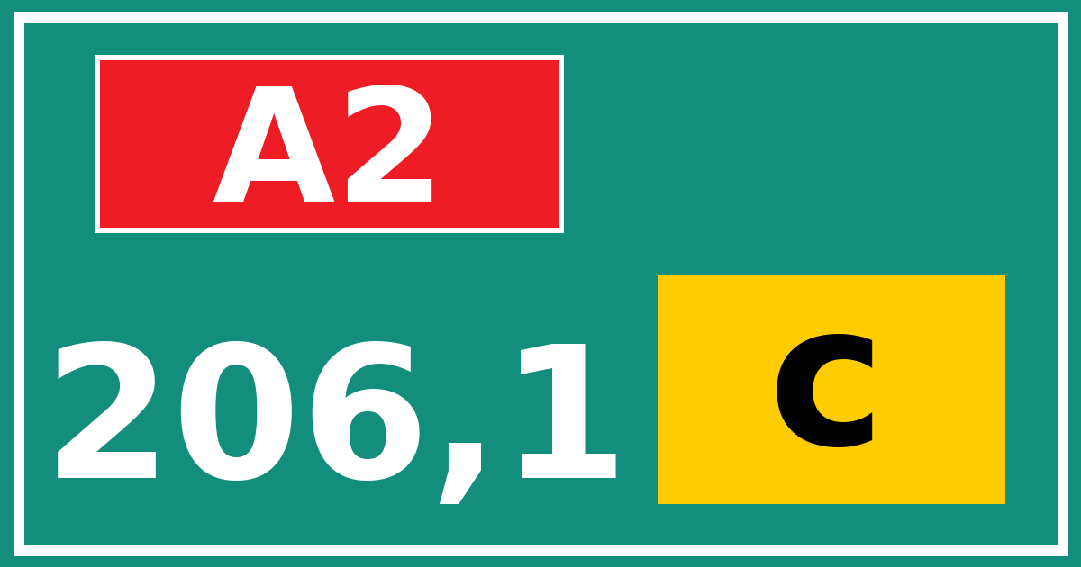 Hectometerbord A2 206,1 letter c