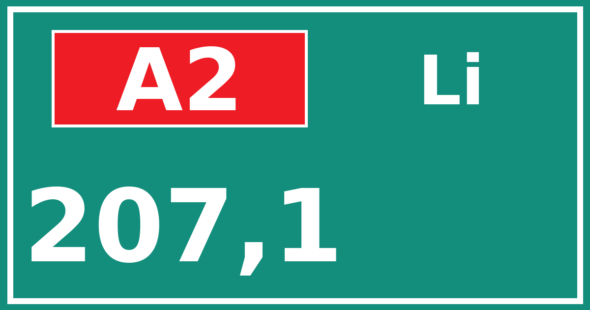 Hectometerbord A2 207,1 zijde Li