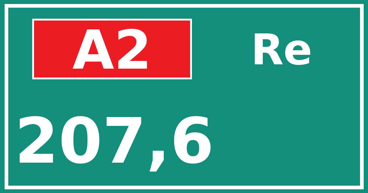 Hectometerbord A2 207,6 zijde Re