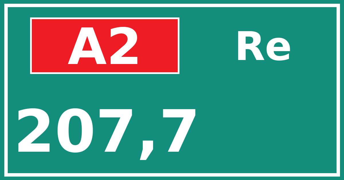 Hectometerbord A2 207,7 zijde Re