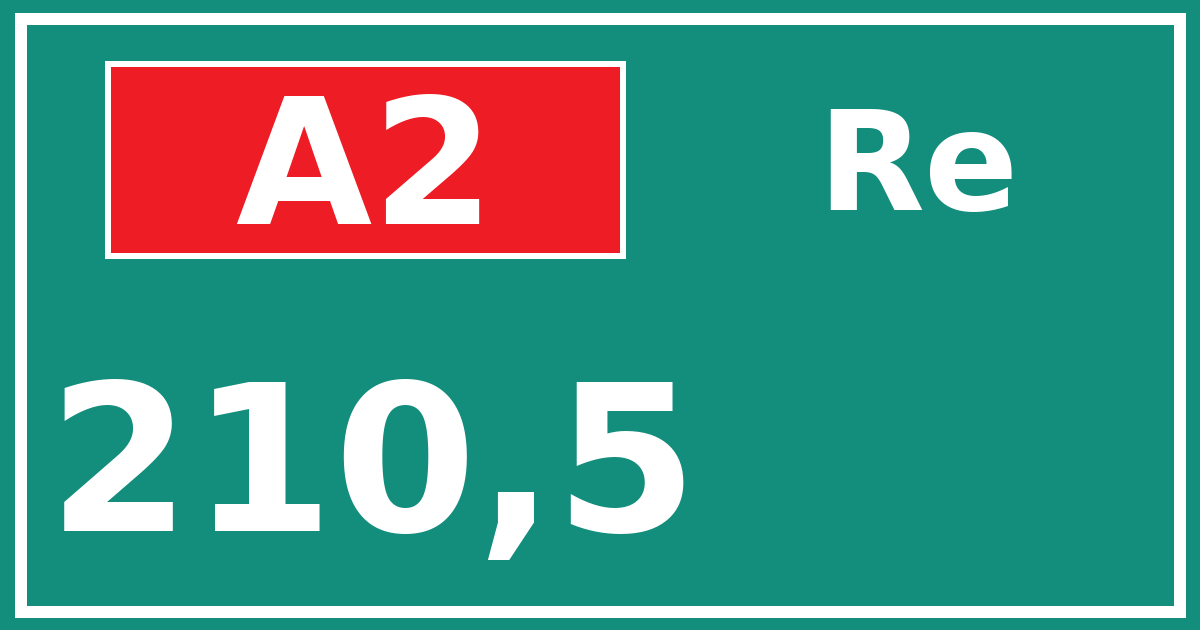Hectometerbord A2 210,5 zijde Re