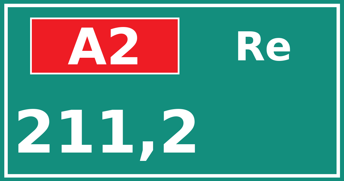 Hectometerbord A2 211,2 zijde Re
