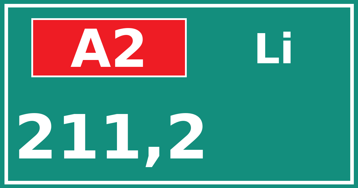 Hectometerbord A2 211,2 zijde Li