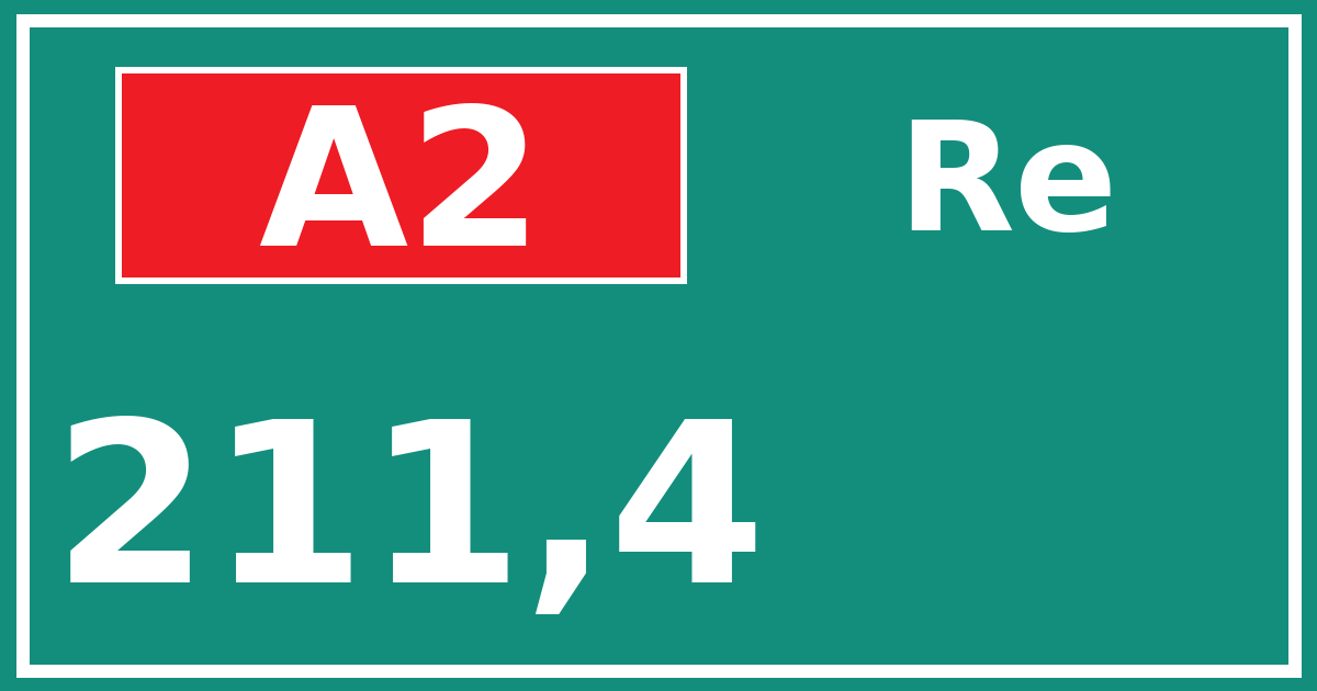 Hectometerbord A2 211,4 zijde Re