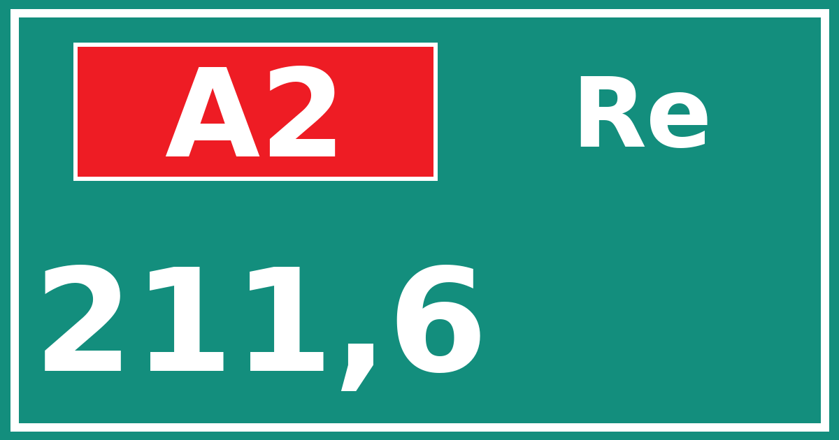 Hectometerbord A2 211,6 zijde Re